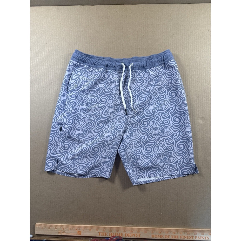 BYLT Coastal Board Shorts 7" Men's Medium All Over Wave Print Swim Trunks
